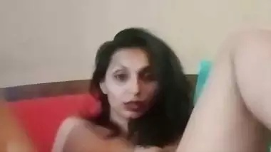 Fingering oily pussy in thinking of lover by horny bhabhi