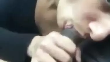 A nude Indian babe drinks her lover’s cum in the car